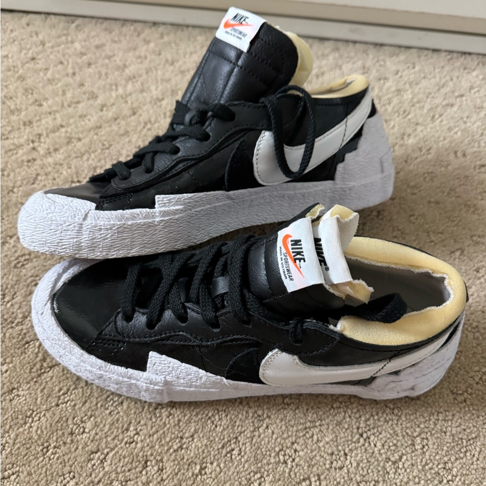 Nike Blazer low Sacai Black and White Low-Top Sneakers with Cream Lining